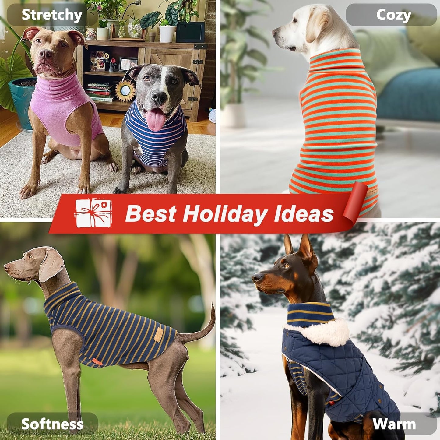 KYEESE 2Pack Dog Sweater Pullover Dog Sweaters for Large Dogs Warm Dogs Clothes Stretchy Pet Sweater Large Size Pets Comfy Turtleneck Pet Coats Soft Pets Sweatshirt