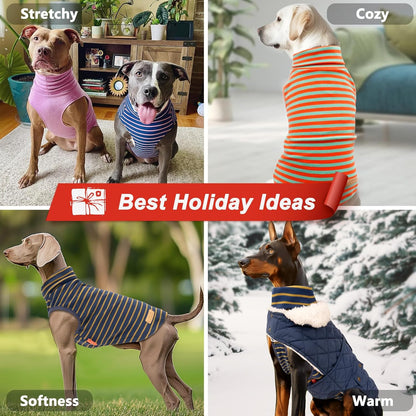 KYEESE 2Pack Dog Sweater Stretchy Dog Sweaters for Large Dogs Pullover Dogs Clothes Soft Pets Sweatshirt Turtleneck Pet Coats