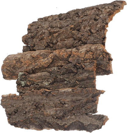 Amosfun 4pcs Reptile Bark Cork Wood Bark Decor Cork Flat Bedding for Bearded Dragon Lizard Geckos Tortoise, Random Size 3.2 to 5.5Inch
