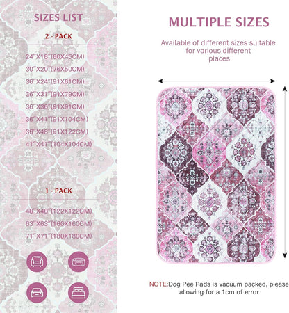 IEUUMLER Washable Pee Pads for Dogs, 1 Pack Reusable Pee Pads for Dogs Non-Slip Grip, Super Absorbent Waterproof Puppy Pads for Potty Training, Playpen, Crate, Whelping Box EU011 Pink, 71x71