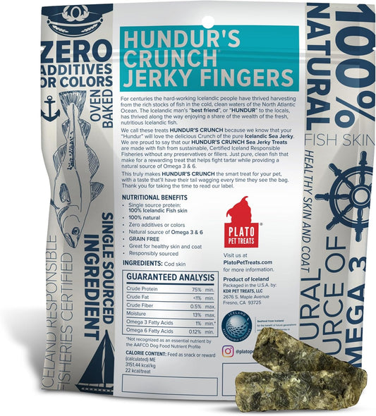 PLATO Hundur's Crunch Jerky Fingers 3.5oz, Natural