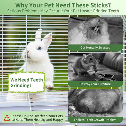 Natural Apple Wood Chew Sticks 300g (10.5oz) for Rabbits, Hamsters, Chinchillas, Guinea Pigs - Small Animal Dental Toys, Safe Untreated Teeth Grinding & Boredom Relief, Rodent Molar Health (120g)