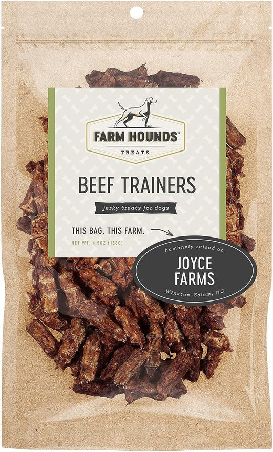 Farm Hounds - Beef Trainers - Premium Natural Beef Jerky for Dogs - Made from 100% Humanely Raised Cattle - Easy-Break - Great for Training & Treats - No Added Fillers - Made in USA - 4.5 oz - 2 Pack