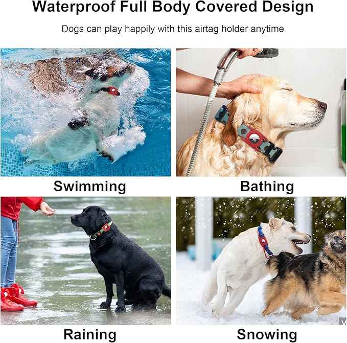 SANKALA Waterproof Airtag Case for Dog Collar, [1 Pack] Airtag Dog Collar Holder, TPU & Silicone Full Body Covered Anti-Lost Apple Air Tag Holder Protective Airtag Case for Pet Collar, Red