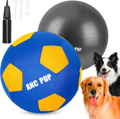 Herding Ball for Dogs & Horses - 20" Large Blue & Yellow Ball with Hand Pump