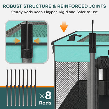 Pet Playpen, Foldable Waterproof Puppy Tent, Portable Cat Playpen, Dog Kennel, Breathable Mesh Crate, Play Pen with Carrying Case, Kitten Pennel, Indoor OutdoorTravel Camping for Small Animal.