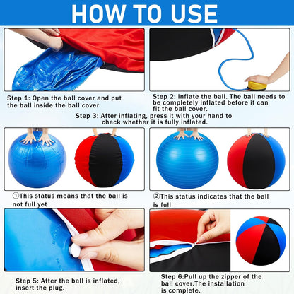30inch Giant Herding Ball with Cover Anti Burst Ball Please Watch VCR for How to Inflation Horse Toys for Horses Stall Entertainment Play, Pump Included(Stylish)