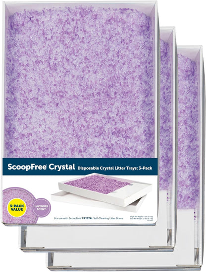 PetSafe ScoopFree Disposable Crystal Cat Litter Tray - Easy Cleaning Box - Refill Tray for Electric Litter Box - Lavender Scent - 4.3 lb Bags - 3 Pack