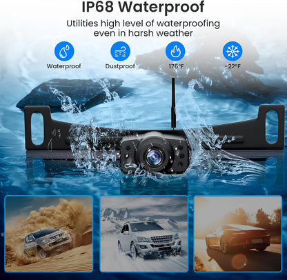 Wireless Backup Camera, 5'' HD 1080P Backup Camera for Car, Reverse Rear Camera with Night Version 130° Wide Angle, Waterproof, Strong Signal for Car, Van, Truck, Trailer