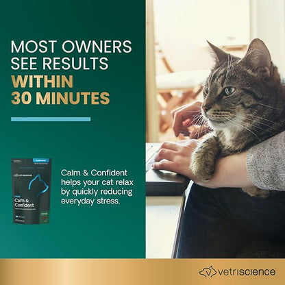 VetriScience Composure Calming Chews for Cats – Supports Relaxation & Balanced Behavior During Travel & Vet Visits, Daily Stress & Anxiety Support Supplement, Trout Flavor, 30 Count