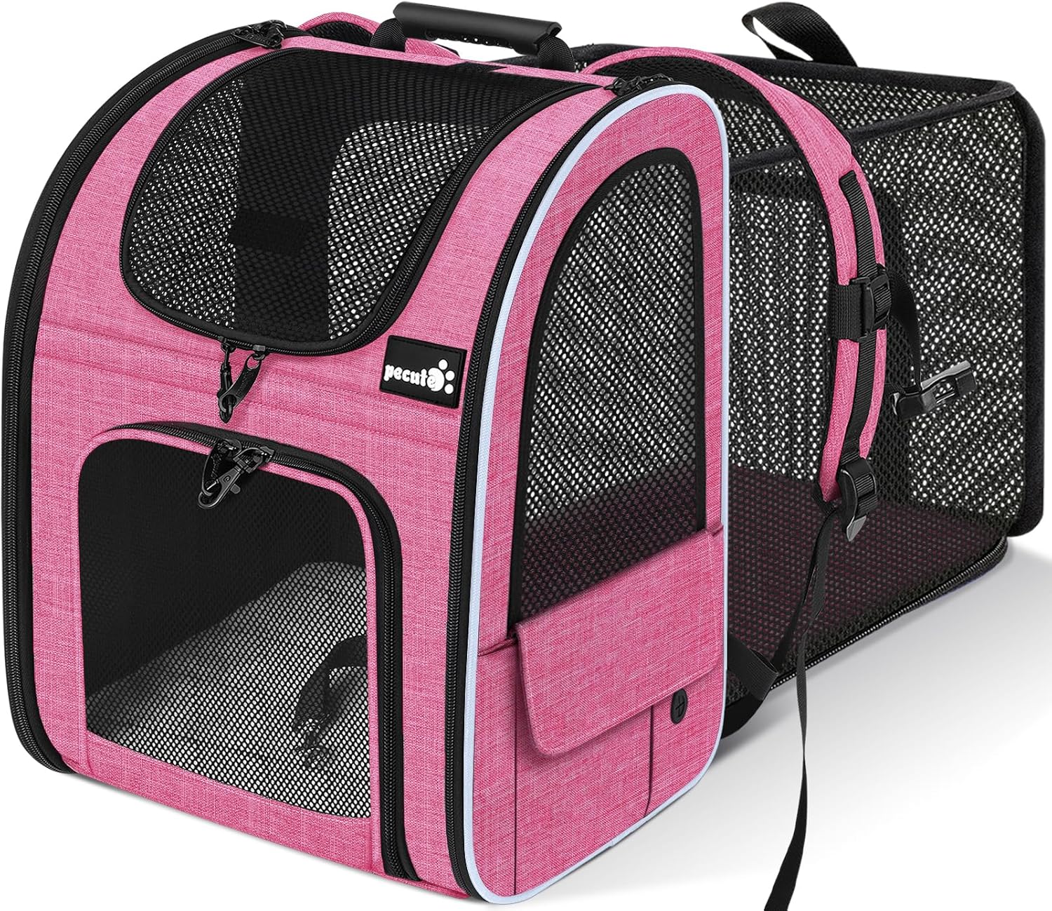 Pecute Cat Backpack Carrier, Expandable Cat Carrier Backpack with Breathable Mesh, Pet Carrier Backpack for Cats Small Dogs Puppies, Dog Backpack Carrier Great for Travel Hiking Camping Outdoor - Pawvie