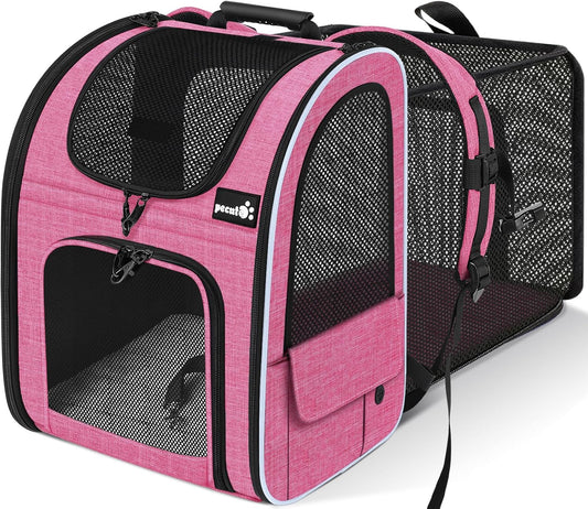 Pecute Cat Backpack Carrier, Expandable Cat Carrier Backpack with Breathable Mesh, Pet Carrier Backpack for Cats Small Dogs Puppies, Dog Backpack Carrier Great for Travel Hiking Camping Outdoor - Pawvie