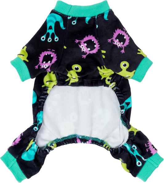 Fitwarm Cute Monster Halloween Dog Pajamas, Funny Costumes for Small Dogs Boy Girl, Festive Pet Clothes, Green, Purple, Black, Medium