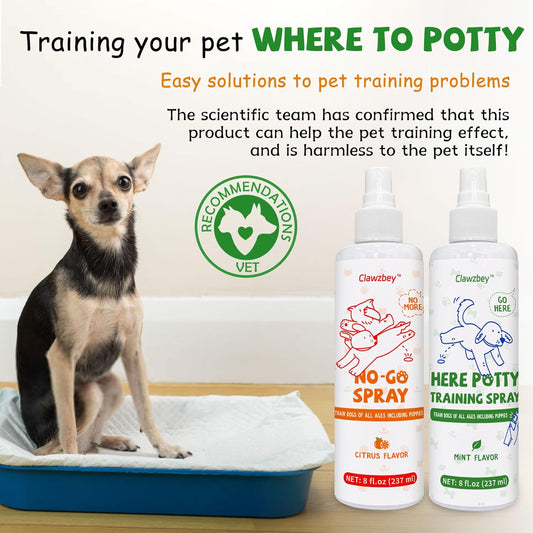 Dog Potty Spray Set, No-Go Spray & Potty Training Spray, Puppy Essentials, Stops Urination & Marking, Indoor and Outdoor Use (8 fl oz) Large Capacity, More Suitable for Multi-Dog Households