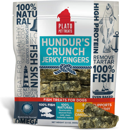 PLATO Hundur's Crunch Jerky Fingers 3.5oz, Natural