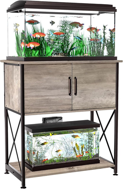 20-29 Gallon Aquarium Stand Metal Frame Fish Tank Stand with Cabinet Storage, for 20 Gallon Long Aquarium,30.7" L*16.5" W Tabletop,330LBS Capacity Grey PG01YGZ