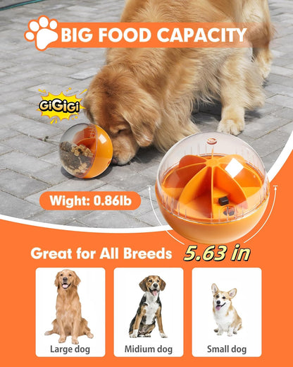 Enrichment Interactive Dog Treat Toy - Level 1 Mental Stimulation for Dogs，Mentally Stimulating Dog Toys for Boredom Busy (Beginner-Orange 5.6" Squeaky Ball)