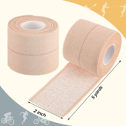 4 Rolls Elastic Tape Adhesive Elastic Tape Self Adhesive Bandage Wrap Flexible Stretch Bandages for Sports Ankle, Knee and Wrist Sprains Animal Pets, 2 Inch x 5 Yard