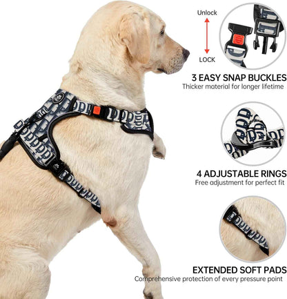 NESTROAD No Pull Dog Harness,Adjustable Oxford Dog Vest Harness with Leash,Reflective No-Choke Pet Harness with Easy Control Soft Handle for Small Dogs(Small,Vintage Blue)