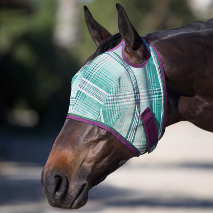 Kensington UV Horse Fly Mask with Web Trim - Protective Mask with Dual Ear Opening & Forelock Freedom - Large, Imperial Jade