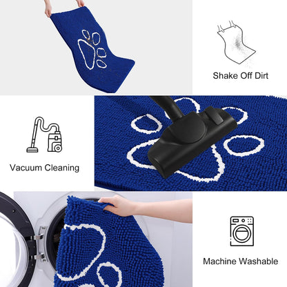 Smiry Dog Door Mat for Muddy Paws, Absorbent Dirt Trapper Non Slip Quick Dry Washable Chenille Mat for Mud Dogs, Entry Rug for Indoor and Outdoor (36x24 Inches, Royal Blue)