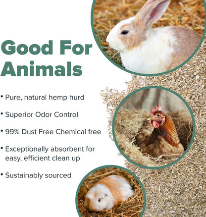 All Walks 40 Liter Hemp Bedding for Chicken Coops, Guinea Pigs, Hamsters, Rabbits, and Other Small Animals - 100% Natural, Superior Odor Control, Sustainably Sourced Pet Bedding - Made in America