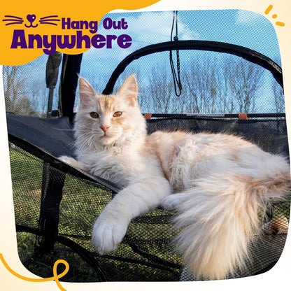 Extra Large Catio Outdoor Cat Enclosure Rywell 2-Tier Cat Tent for Patio, Balcony, Indoor & Camping, Foldable Outdoor Cat Playpen with Windows, Weatherproof Sunproof (Carry Bag Included)