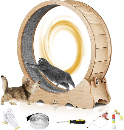 Cat Wheel, 53" XXL Large Cat Treadmill for Indoor Pets, Cats Exercise Running Wheel with Detachable Carpet, Quiet and Sturdy, Suitable for Most Cats Running/Walking/Training
