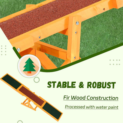 PawHut Wooden Dog Agility Seesaw for Training and Exercise, Platform Equipment Run Game Toy, Weather Resistant Pet Supplies, 71" L x 12" W x 12" H, Natural