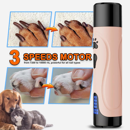 YABIFE Dog Nail Grinder, Dog Nail Trimmers and Clippers Kit, Super Quiet, Rechargeable, for Small Large Dogs Cats Toenail Claw Grooming,3 Speeds