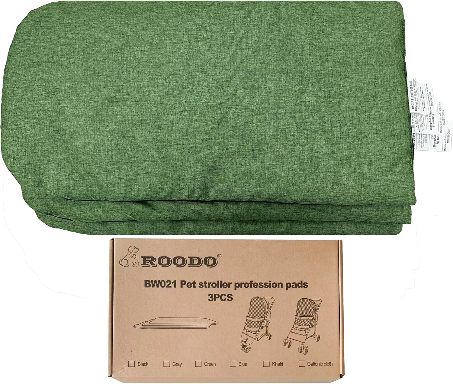 ROODO Pet Stroller Inner Pad for Exclusive Use,Original,Replaceable,Easy to Clean,Set of 3 pc(Green) - Pawvie