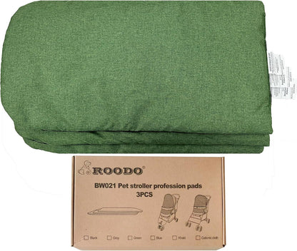 ROODO Pet Stroller Inner Pad for Exclusive Use,Original,Replaceable,Easy to Clean,Set of 3 pc(Green) - Pawvie
