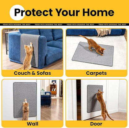 Extra Large Cat Scratcher Mat (27.5" x 35.4"), Natural Sisal Cat Scratching Pad for Indoor Cats, Mess-Free Cat Scratch Rug & Cardboard Alternative, Couch & Furniture Protector