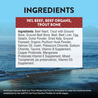 Northwest Naturals Freeze-Dried Beef & Trout Cat & Kitten Food, Bite-Sized Nibbles, Healthy, Limited, Human-Grade Ingredients, All-Natural, High-Protein Raw Diet, Complete & Balanced, Grain-Free 11 oz