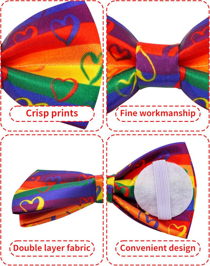 PET SHOW 10 Pack Pride Month Big Dog Bow Ties for Large Medium Dogs Sliding Collar Attachments Rainbow Bowties LGBT Bowknots Party Holiday Pet Grooming Accessories(Large)