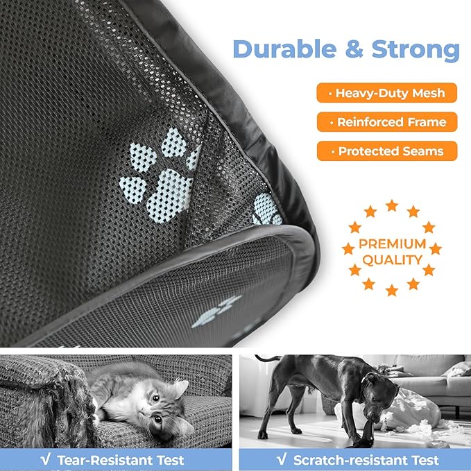 2-in-1 Dog Playpen 46.5''Pop Up Cat Pet Playpen, Assembly-Free Indoor Outdoor Kitten Enclosure, Breathable Cat Cage Portable Puppy Tent Crates,Spacious Kennel for Small Animals, No Confinement Feel(S)