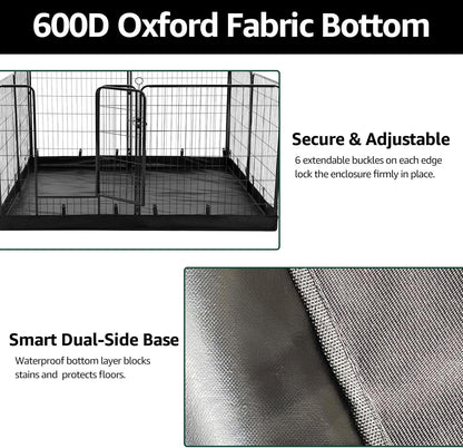 PJYuCien Dog Playpen Plus Storage Bag, 24" H 8 Panels Puppy Pen with Square Bottom, Heavy Duty Dog Fence for Puppies/Small Dogs