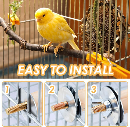 Bird Perch Platform Stand Wooden Parrot Perch Corner 5.9 Inches Fan Shape Playground Cage Accessories Parrot Stand Flat Perches for Bird Cages Corner Shelf for Birds Parrots Hamster Gerbil