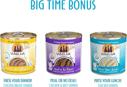Weruva Wet Cat Food, Big Time Bonus Round Pate Variety Pack, 10oz Can, Pack of 12