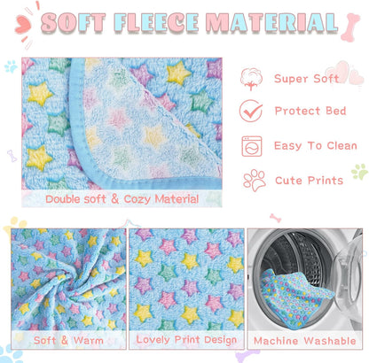 6 Pack Guinea Pig Cage Liner, Washable Guinea Pig Fleece Blankets Beding Accessories, Flannel Throw Warm Sleep Mat, Pet Pee Pads for Small Animal Hamster Rabbit Puppy Cat (Light Color, 30x20 Inch)