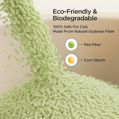 Natural Tofu Cat Litter, Fast Clumping and Scoops Easy, Dust-Free, Low Tracking, Quick Drying & Odor Control, Eco-Friendly Plant-Based Cat Litter 5.5lb/88oz – Calm Matcha (1 Pack)