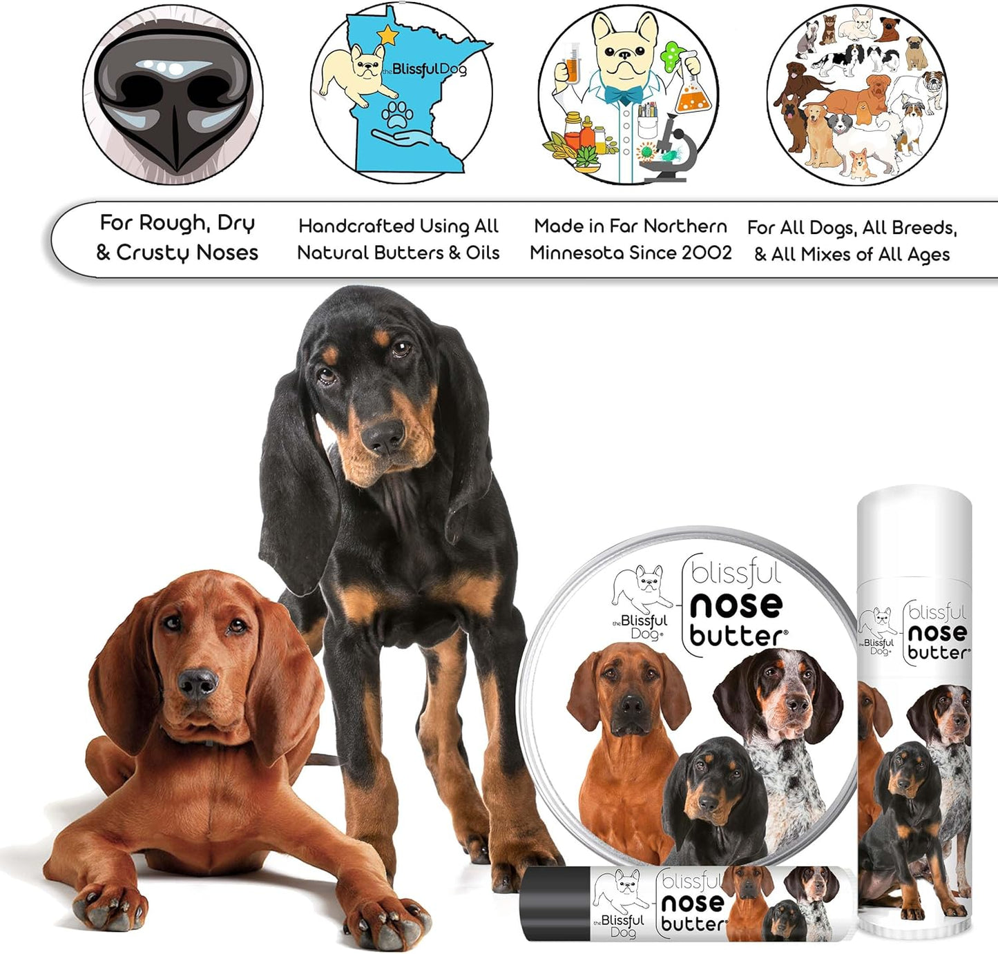 The Blissful Dog Coonhound Unscented Nose Butter, 2-Ounce