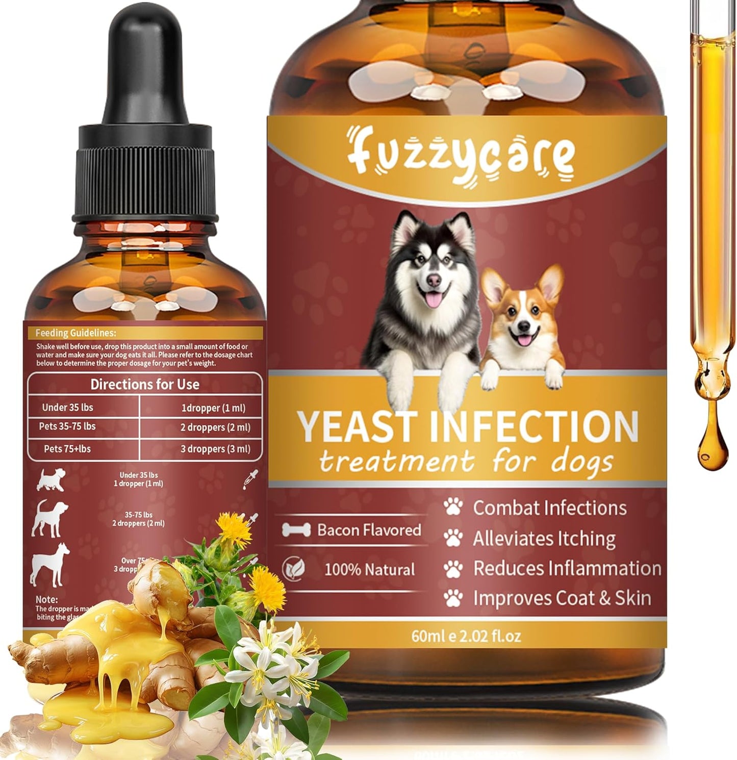 Natural Yeast Infection Treatment for Dogs, Dog Ear Infection Treatment & Dog Yeast Infection Treatment, Ear Infection Treatment for Dogs Help Supports Allergy, Itch & Inflammation Relief