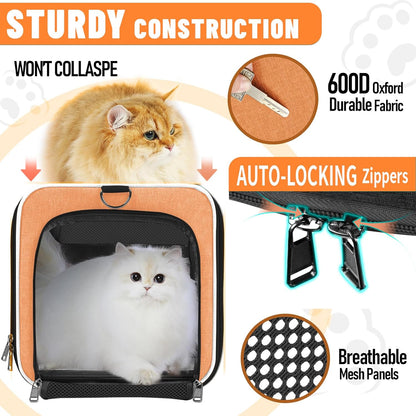 Large Cat Carry Bag, Soft Shell Shih-Tzu Pet Transport Crate, 18x12x12 Top Opening Maltese-Dog Traveling Mesh Kennel 10 Pound, Big Bunny Rabbit Carrying Case Animal Carrier Kitty Product Orange