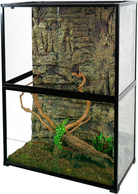 REPTIZOO 135 Gallon Glass Reptile Terrarium Tank, 36" x 18" x 48" Wide & Tall Reptile Terrarium, Chameleon Cage with Sliding Front Door Top Screen Ventilation, Easy Assembly - Pawvie