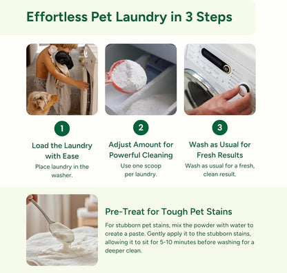 Good Natured Brand | Pet Stain & Odor Remover for Laundry | Pet Laundry Detergent for Dogs Beds, Cat Pee, Smell, Dog Drool | Hypoallergenic & Non-Toxic | Peppermint | 47oz 94 Loads