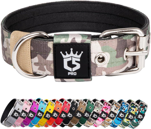 TSPRO Tactical Dog Collar 1.25 Inch Wide Thick Dog Collars with Heavy Duty Metal Buckle, Durable, Strong, Adjustable for Small Dogs (Military Green S)