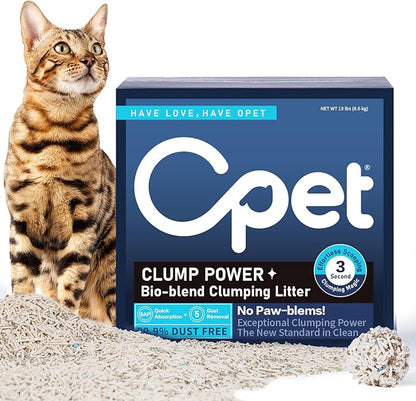 OPET Mixed Tofu Cat Litter - 19lb Strong Clumping Litter, Mixed Tofu and Bentonite, 99.9% Dust Free and Flushable Cat Litter, Natural Sustainable Ingredients Odor Control, Low Tracking（19lb, Milk）