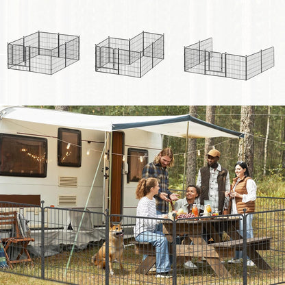 Dog Playpen 32 inch 32 Panels Indoor Outdoor Dog Pen for Medium/Small Dogs Heavy Duty Metal Dog Fence Outdoor for Yard, Puppy Playpen with Door Portable Pet Fence for RV Camping Yard