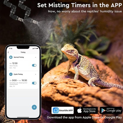 Moistenland WiFi Enabled Reptile Mister for Terrariums, Reptile Misting System for Snake Ball Python Tortoise Lizard Aquarium with 2 Adjustable Misting Nozzles